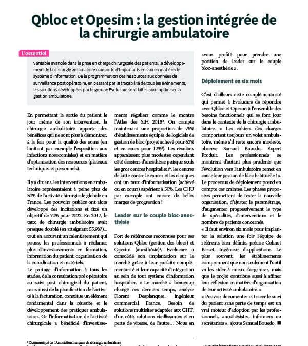 QBloc and Opesim: Integrated management of outpatient surgery