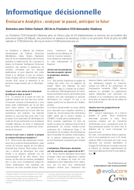 Evolucare Analytics : Analyser le passé, anticiper le futur