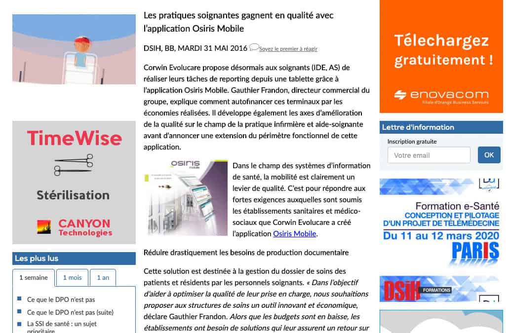Les pratiques soignantes gagnent en qualité avec l’application Osiris Mobile