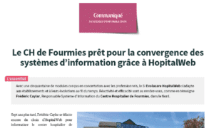 The hospital of Fourmies ready for the convergence of information systems thanks to HopitalWeb